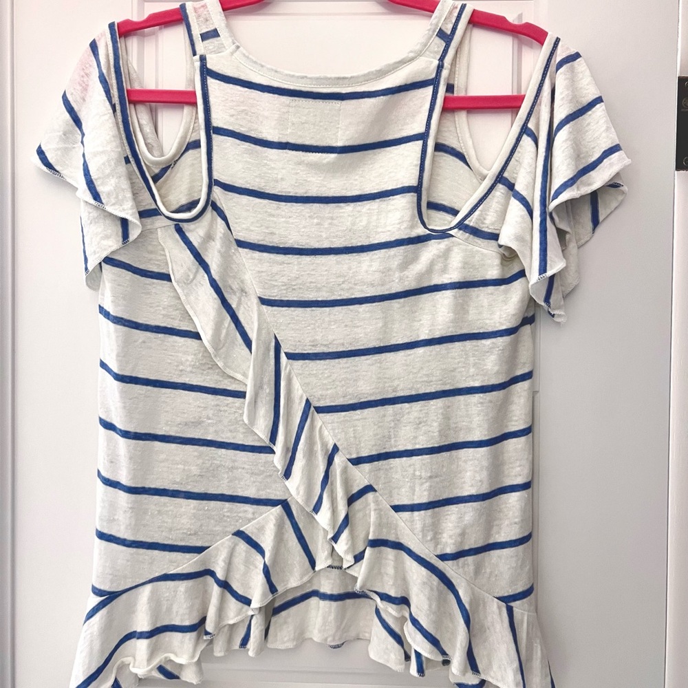 Chaser Linen Ruffle Back Top - Picture 2 of 5